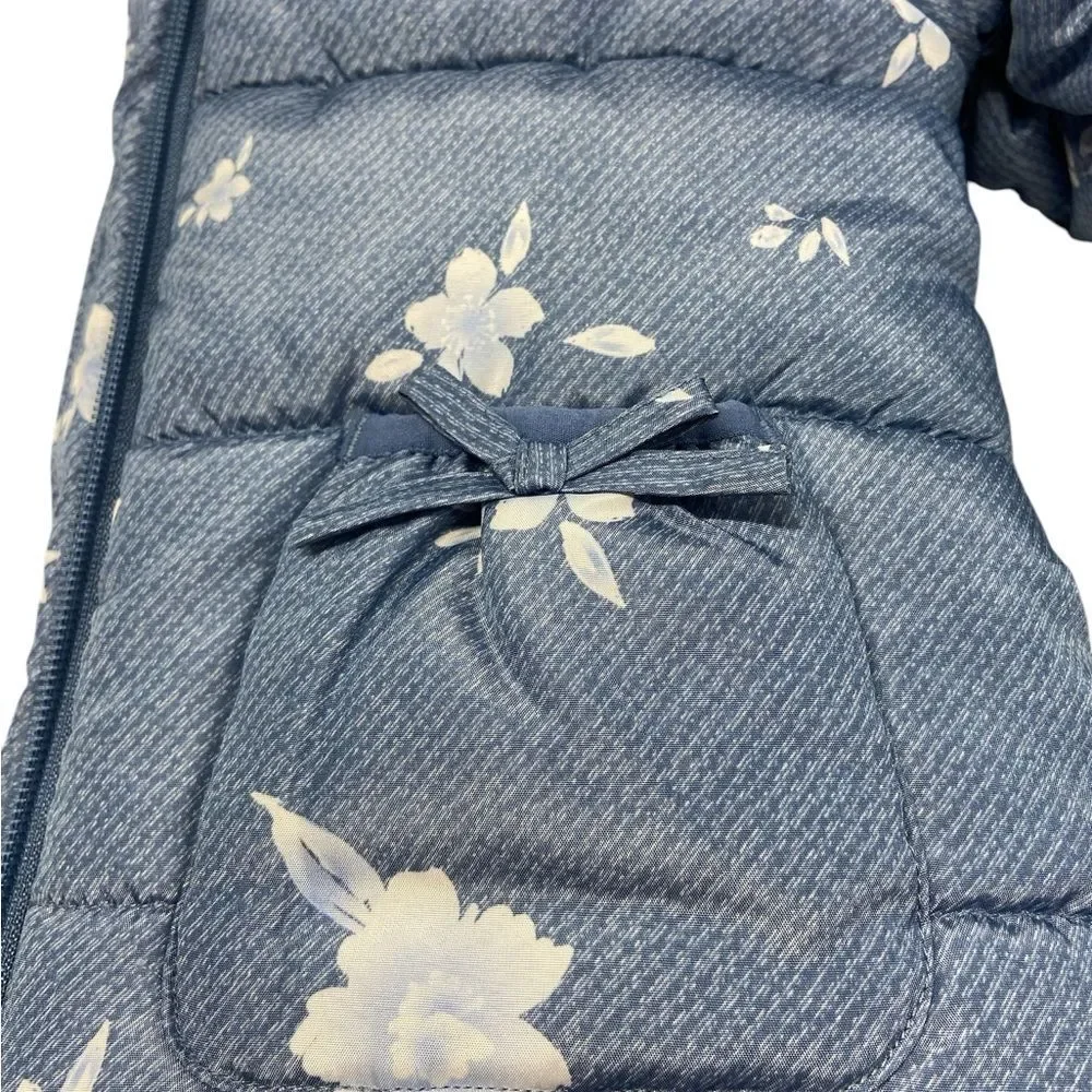 Wippette Blue with Floral Print Puffer Coat. Size 18M